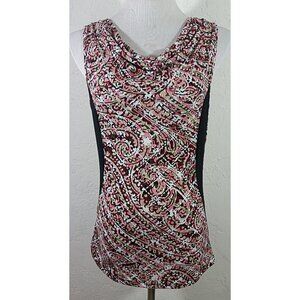 Susan Lawrence Tank Top Small Paisley Multicolor Cowl Drape Neck Career